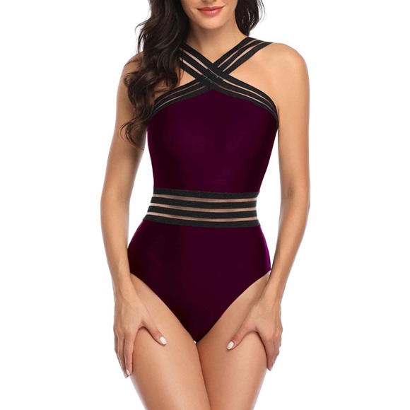 🎉HP | Tempt Me ✨Criss-Cross Front Mesh Swimsuit - Picture 3 of 10